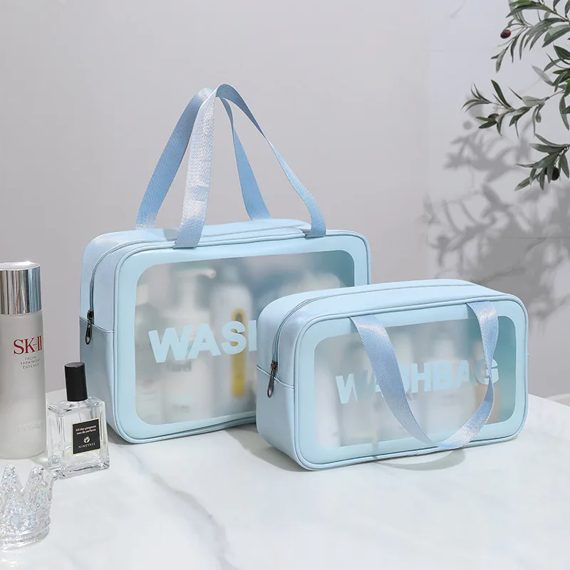 

PU Transparent Cosmetic Bag Simplicity High Capacity Waterproof Multifunctional Portable Wash Bag Travel Home Storage Bags