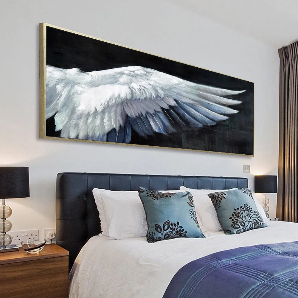 

Original 100%Handpainted Oil Painting Eros Angel Wings On Canvas Large Wall Art Lover And Peace Wall Pictures For Bedroom Decor