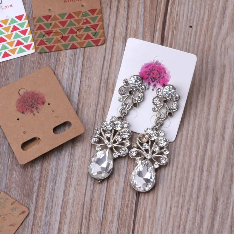 100 шт. цветок дерево крафт Бумага висячие серьги в виде капель с Дисплей ювелирные