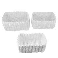 3pcs multifunctional storage basket kitchen home organizer sundry holder white paper rope storage basket