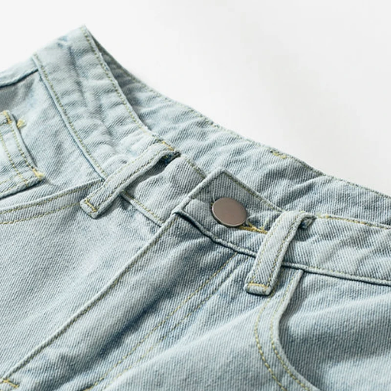 

Jeans Women Adjustable Hem Leisure Ankle-length Loose Simple Womens Straight Denim Trousers Chic Fashion BF Harajuku Streetwear