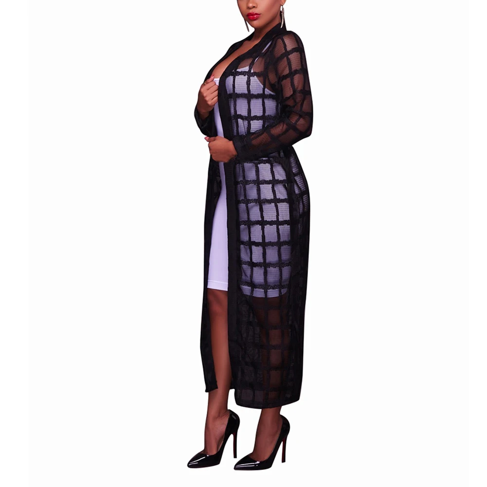 Летнее Черное длинное женское блестящее повседневное пляжное прозрачное