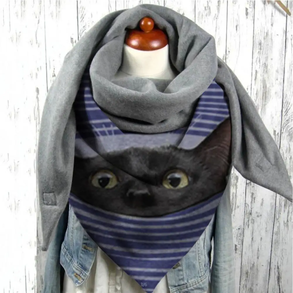 

Шарф для женщин 2021 зимние коты Цветочный принт на пуговицах с мягкой горловиной теплый шарф, платок, женский шарф, однотонный, с принтом в го...