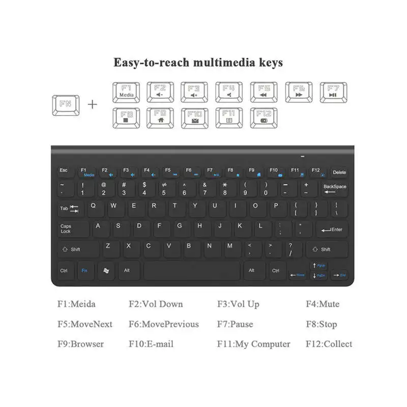Мини Беспроводная мышь Клавиатура для ноутбука Настольный компьютер Mac домашний