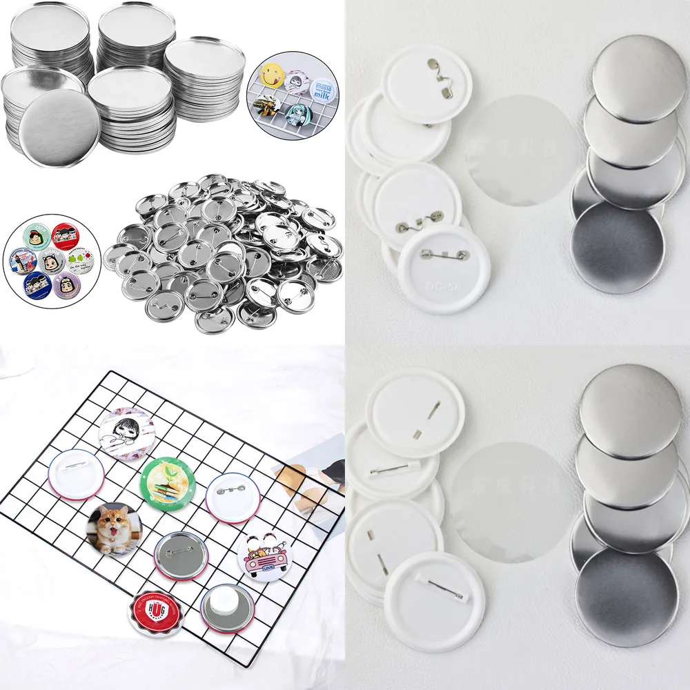 Piezas de fabricaci&oacute;n de insignias para hacer botones, conjunto de insignias DIY para m&aacute;quina de fabricaci&oacute;n de botones, suministros de Material, 58mm, 100 juegos-0