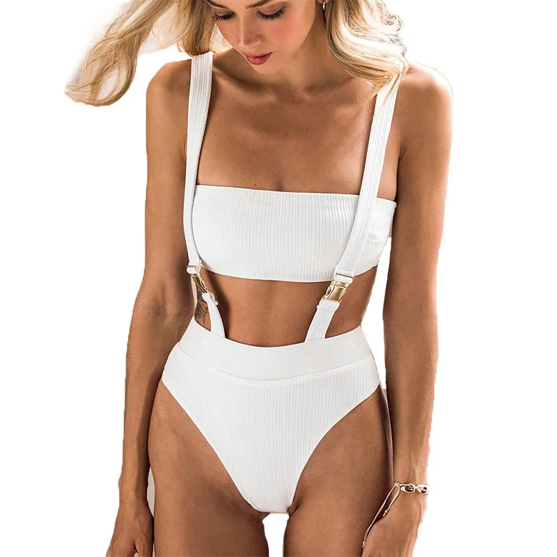 

Sexy Swimsuit Women Swimsuit Solid Strap Belt Buckle Integrated Backless Swimwear Bathing Female Swimsuit