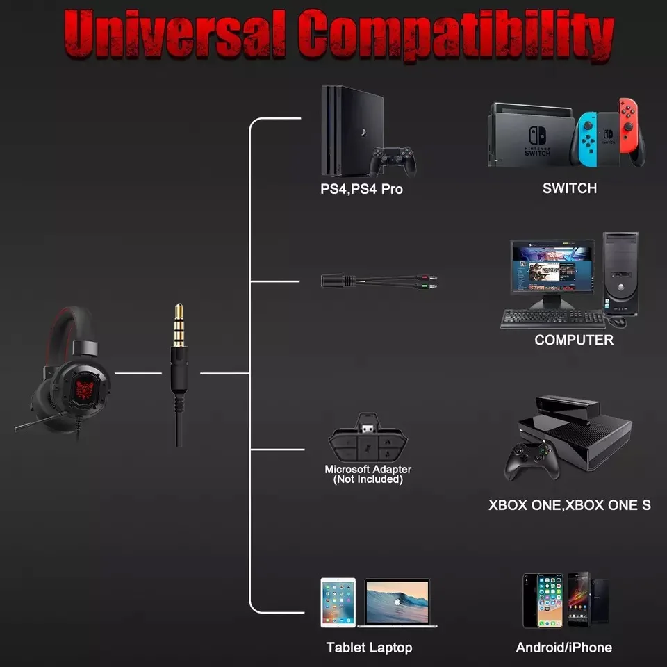 Цветная игровая гарнитура RGB для ноутбука с Виртуальным объемным звуком и USB