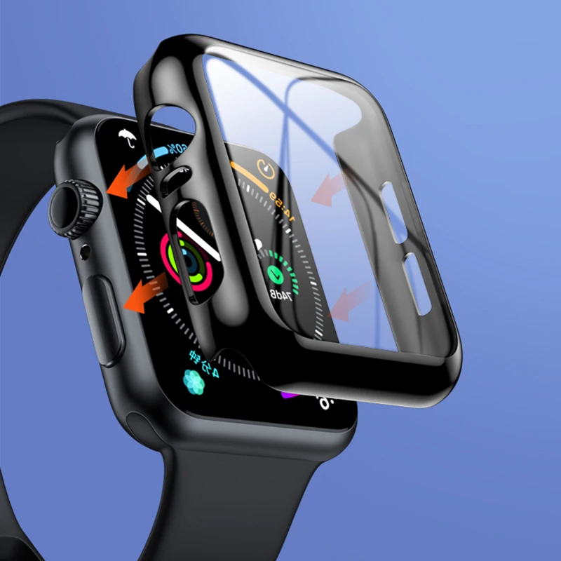 100D полное покрытие стекло для Apple Watch Series 5 4 3 2 матовый пластиковый бампер рамка