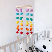 nursery room decor nordic felt ball bed mobile hanging decor kids play room tent canopy baby girl bedroom mobile nursery decor