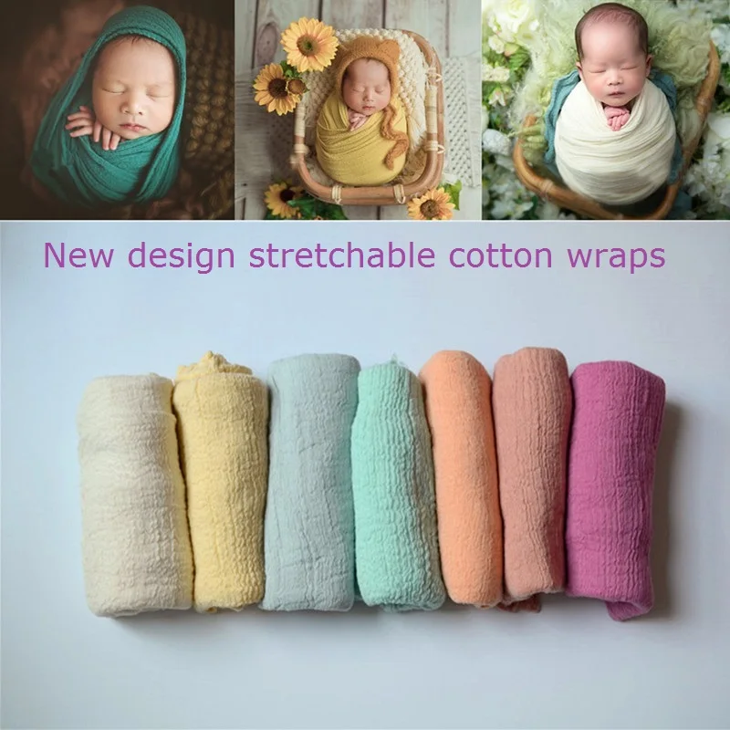 Newborn Photography Props Wrap Baby Blanket Soft Stretchable Cotton Swaddling Photography Backdrop Babies Accessories