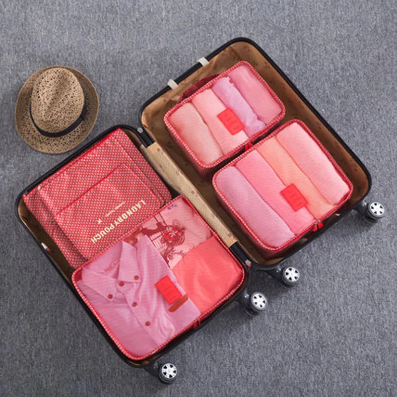 

6pcs travel pouch set clothes organizer