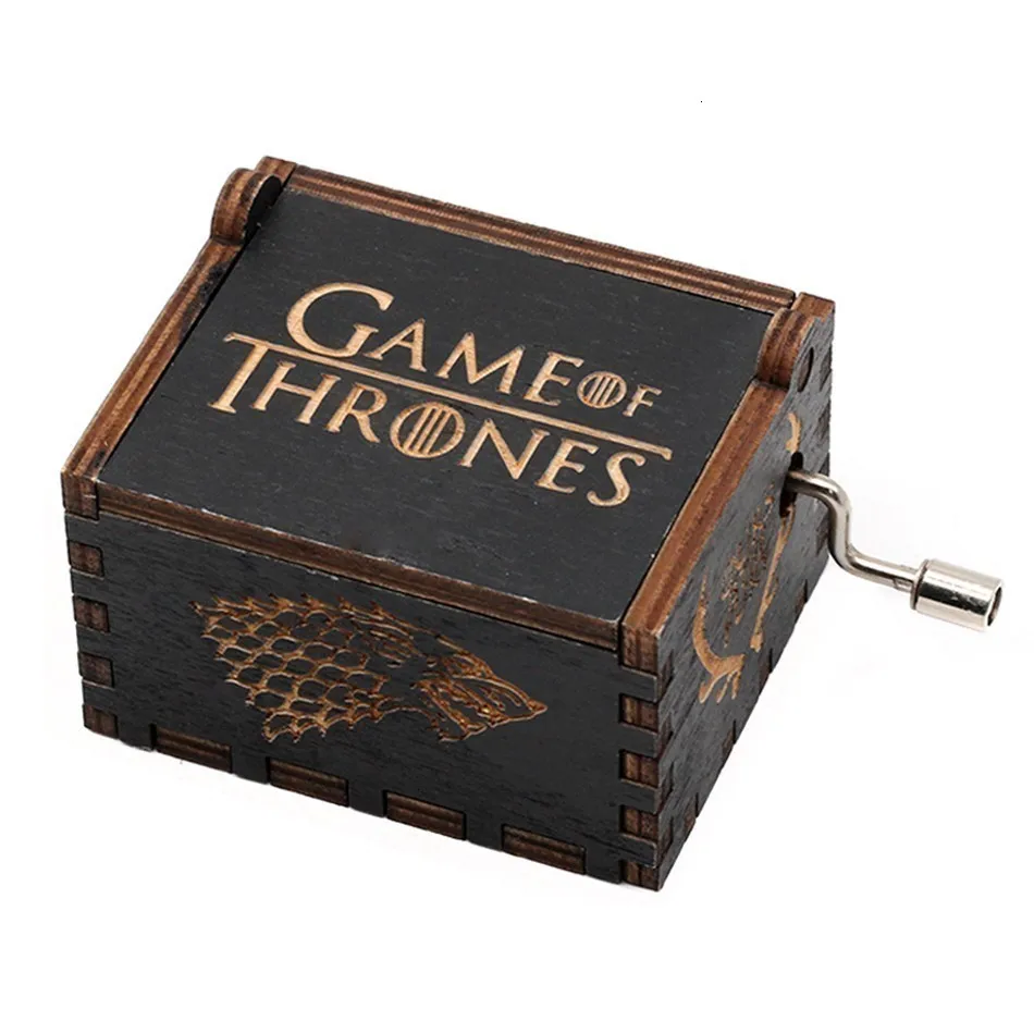 Game of thrones Новая Черная музыкальная шкатулка замок в небе Игра престолов звезда WarsMusic коробка тема песня подарок на день рождения Античная резная деревянная ручка - Цвет: Game of thrones