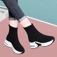 height increasing insole boots spring and autumn 2021 new womens stretch knitted sports casual socks short mid calf shoes