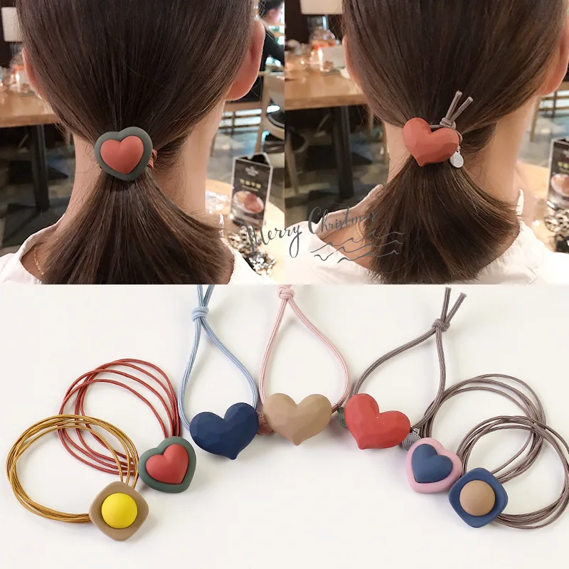 Женские резинки для волос с сердечками фиксации хвостиков милые эластичные
