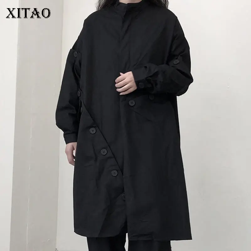 

XITAO Patchwork Button Zipper Trench Women 2021 Autumn Casual Fashion New Style Temperament All Match Women Clothes WMD3498