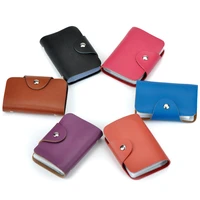 high quality soft split cow leather 26 sleeves case business name card holder men women mini snap clip credit bankcard bag