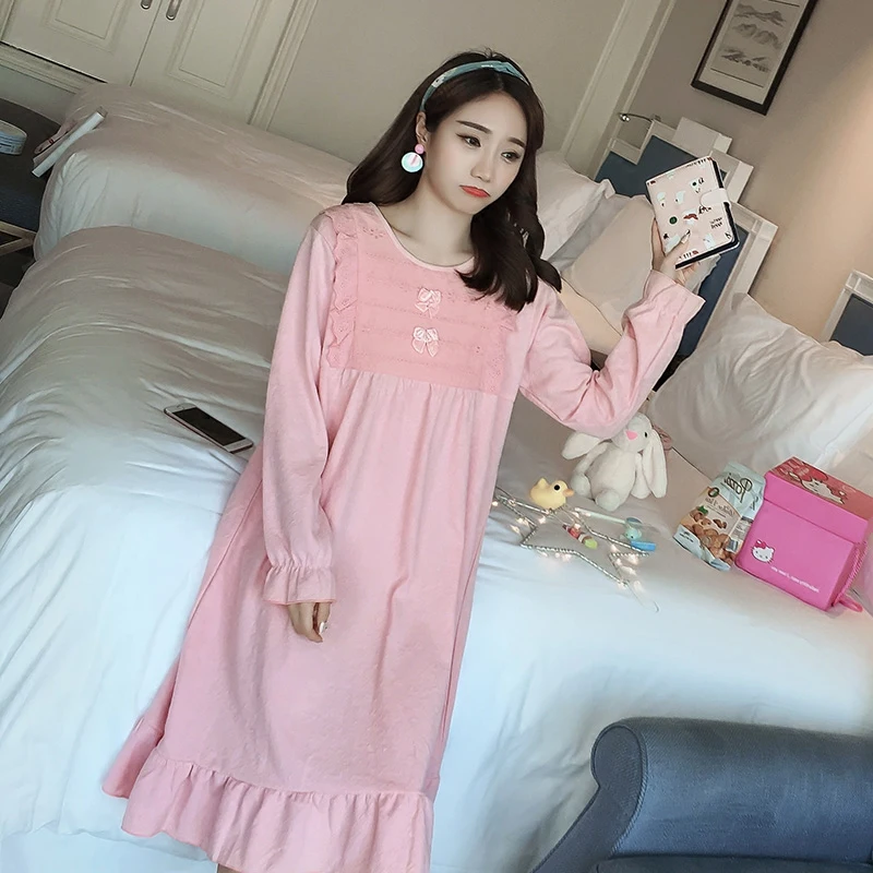 Розовая ночная рубашка хлопковые ночные рубашки для женщин принцесса сна и