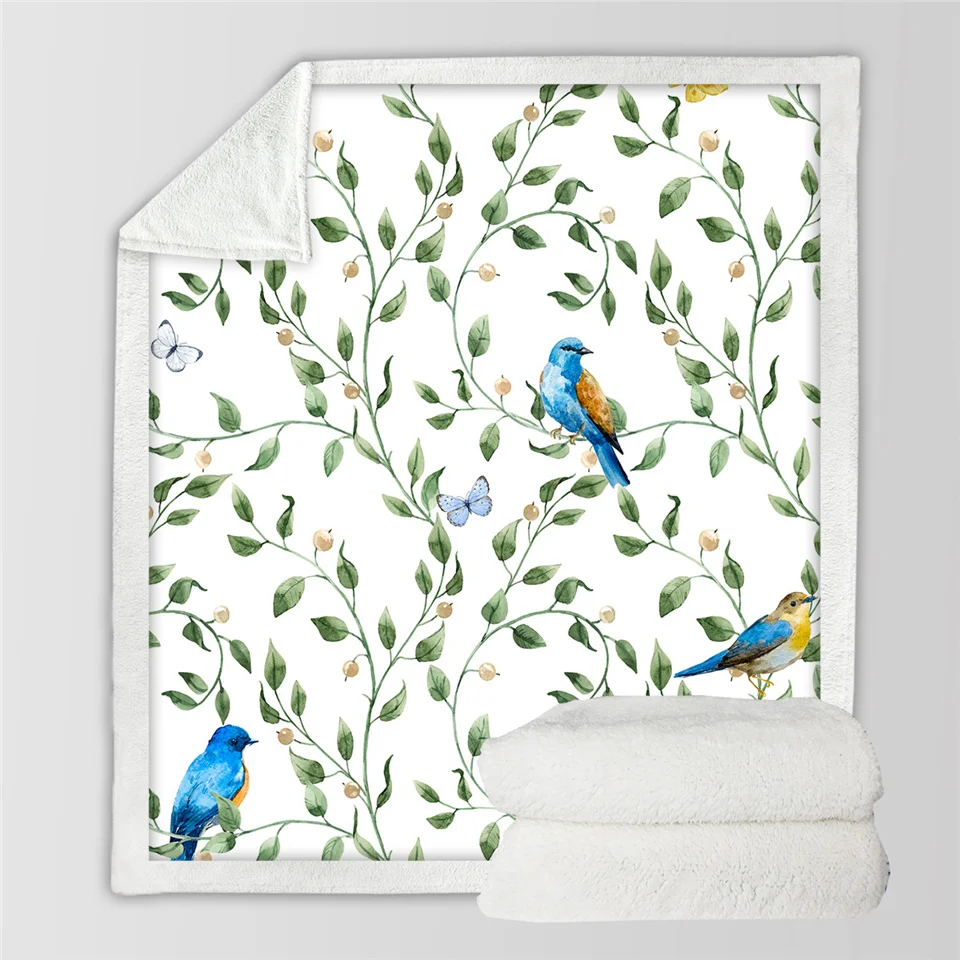 Постельные принадлежности Outlet Macaw арт пледы одеяло птица Morning Glories постельное белье Шерпа флис плюшевые, кровати диван одеяло 130x150 manta