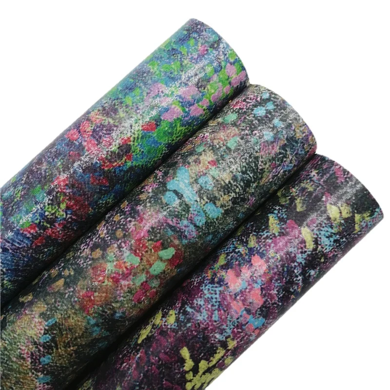 Искусственная кожа с цветочным принтом виниловая ткань листы фетровая подложка