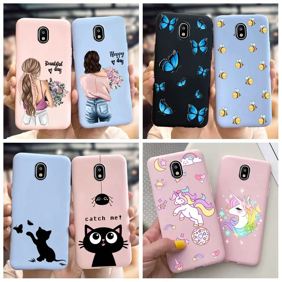Чехол для Samsung Galaxy J5 2017 J530, задняя крышка, милый мультяшный Кот, единорог, Бабочка, пчела, мягкий чехол для Samsung J5 2017 J530F, чехол