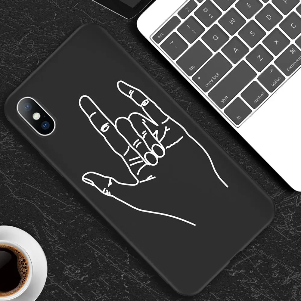 AC3413 Чехол для телефона для iPhone X XR XS 11 Pro Max 6 6s 7 8 Plus, абстрактное искусство, пара, любовь, сердце, рисунок, мягкий ТПУ Черный чехол - Цвет: AC3413