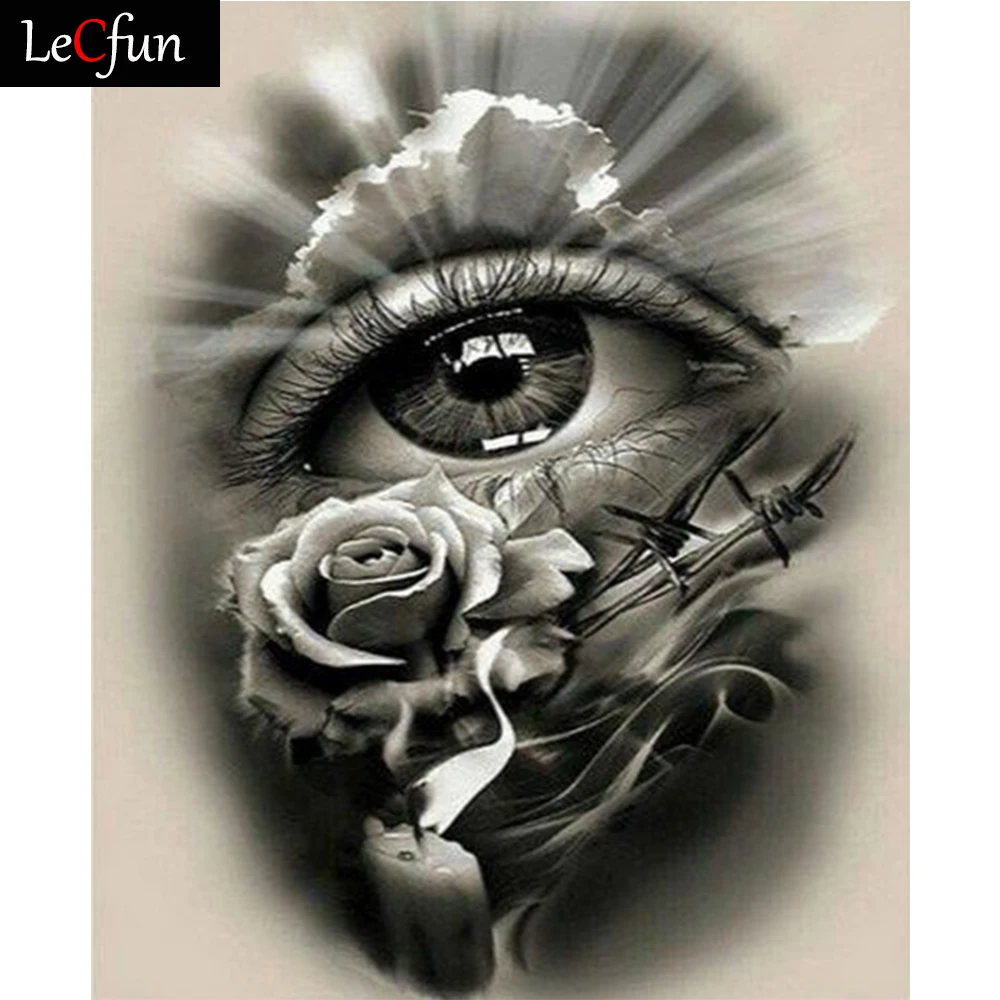 

LeCfun Diamond Painting Kits Abstract Roses Eyes Art Full Round Square Drill 5D DIY Mosaic Arts Craft Mosaic Making Embroidery