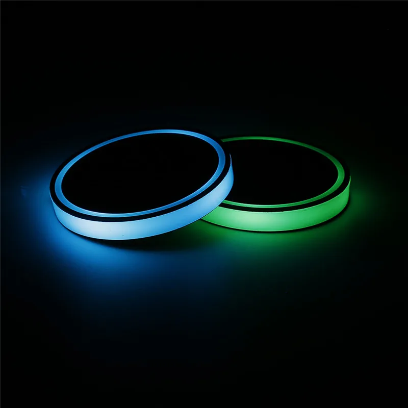 2In1Car Cup Holder Pad RGB светодиодный светильник бутылка для воды Напитки Coaster атмосферная