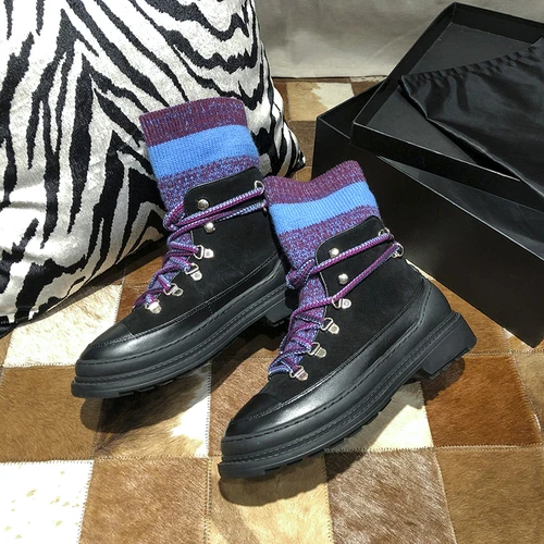 Black purple RY-RELAA женские кроссовки; коллекция года; модная женская дизайнерская обувь; кроссовки на танкетке; женская обувь из натуральной кожи; повседневная женская обувь - Цвет: Black purple