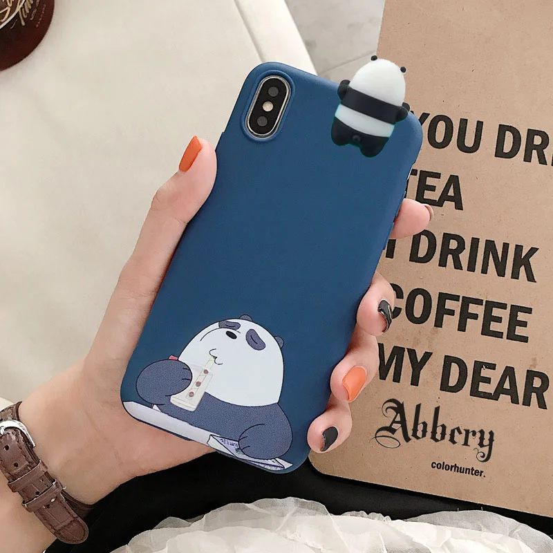 Abbery 3D Cute Cartoon Bear Soft Phone Case for iPhone 6 6s 7 8 Plus X XR XS Max Silicone Back Cover |
