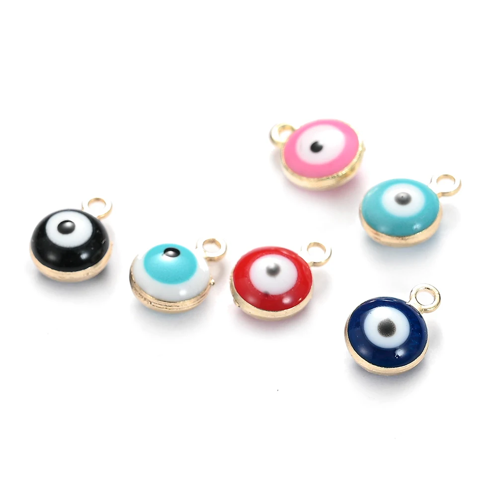 10 шт. разноцветные эмалевые подвески из сплава сглаза для изготовления ювелирных
