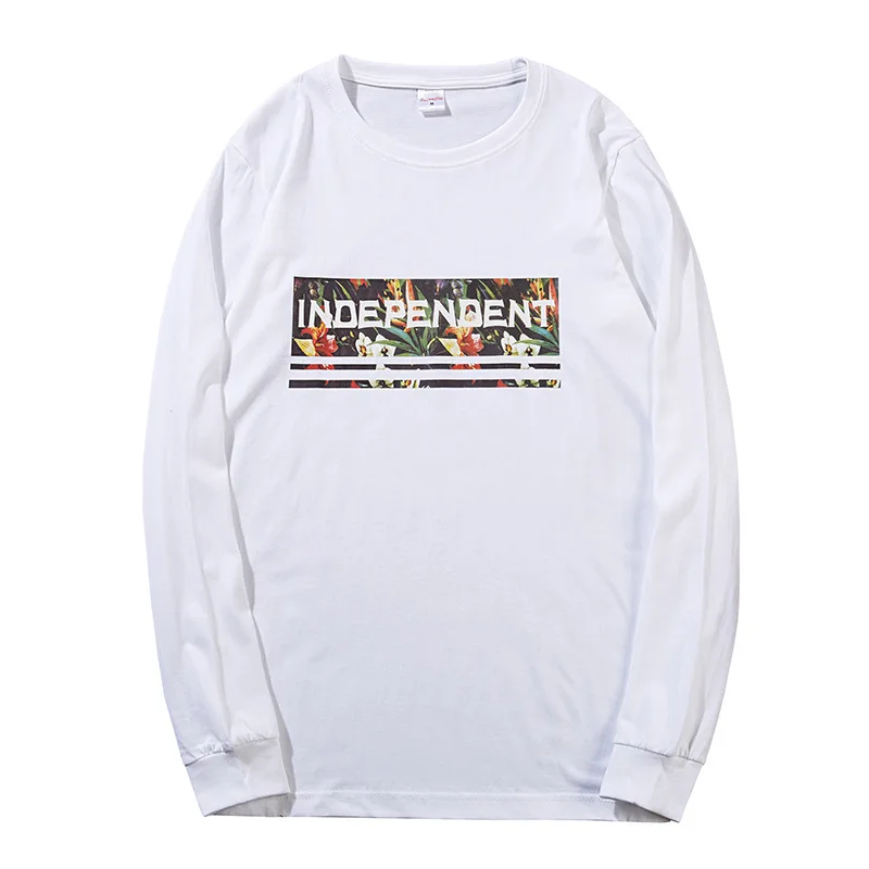 

Fattening Cotton autumn T-Shirt Large Men's oversized long sleeve T-shirt loose Korean T-shirt