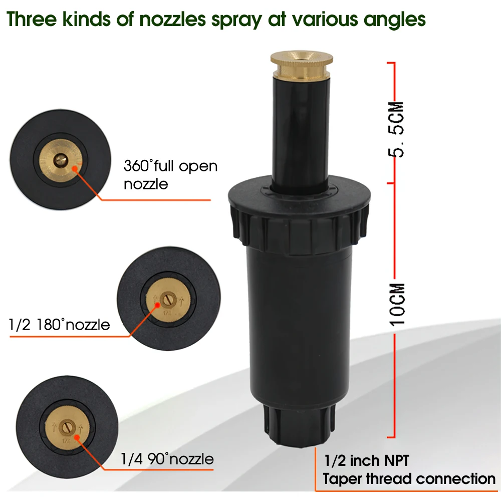 

Lawn Watering Irrigation Sprinkler Garden Sprayer Automatic Watering Sprinkler 90-360 Degree Pop Up Sprinklers Head Adjustable