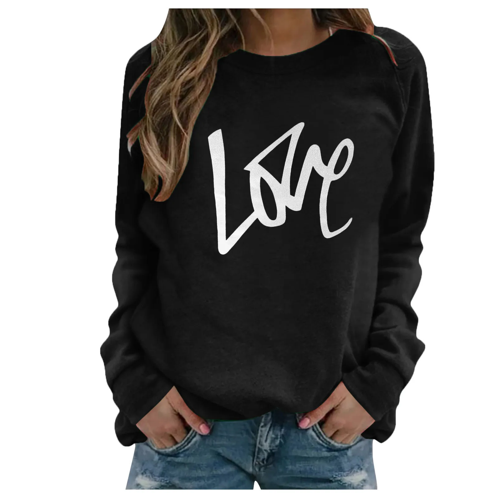 

Love Women's Print Long-sleeved Sweatshirt Casual Blouse Pullover Sudadera Mujer Куртка Женская