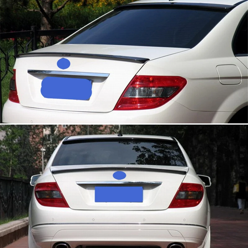 Используйте для Benz C Class W204 Coupe спойлер 2007 2014 года Черный AMG Настоящее углеродное