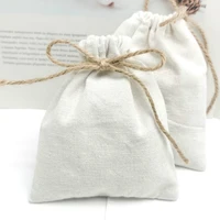 50pcs linen gift bags packaging jewelry cosmetic makeup cotton linen drawstring pouch party gift storage sachet print logo sack
