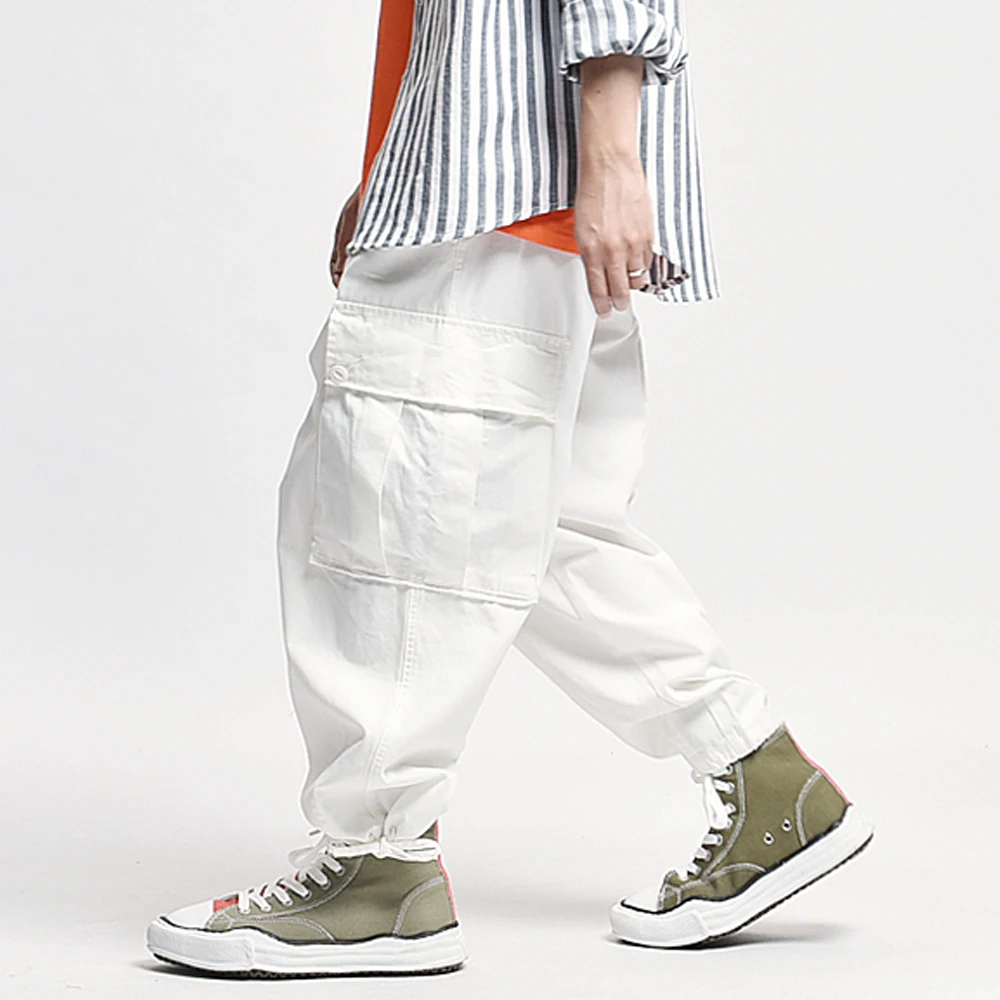 

Multi Pocket Cargo Pants Men Safari Style Work Pants Baggy Wide Leg Pants Mens Streetwear Casual Trousers