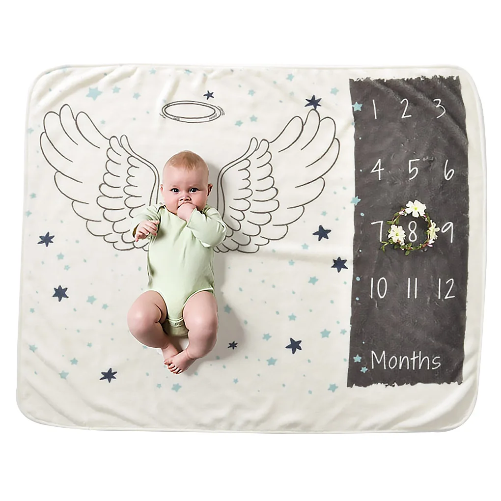Детское одеяло детское ежемесячное унисекс для новорожденных с рисунком крыльев