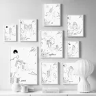 Плакаты по знакам Зодиака с изображением девушки, черно-белые настенные плакаты и принты на холсте для гостиной, домашний декор