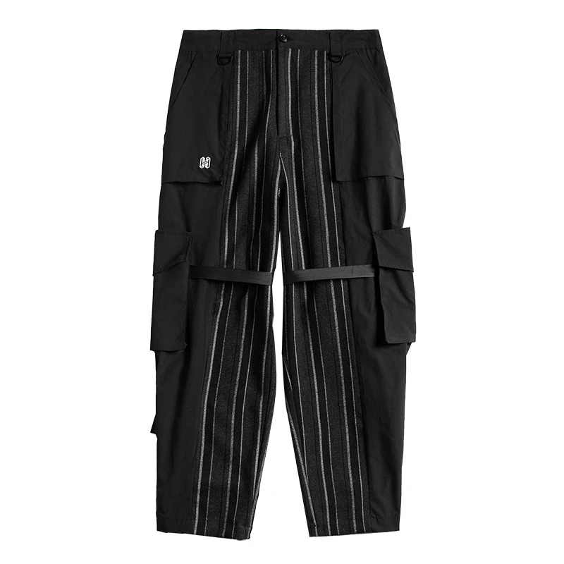 

Stripe Ribbon Multi Pockets Cargo Pants Casual Hip Hop Streetwear Harajuku Joggers Trousers women/Men's clothes michalkova