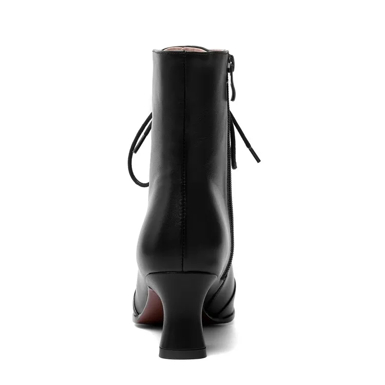 

MLJUESE 2021 women Ankle boots Cow leather Winter short plush Square Toe Zipper Med heels female boots size 43
