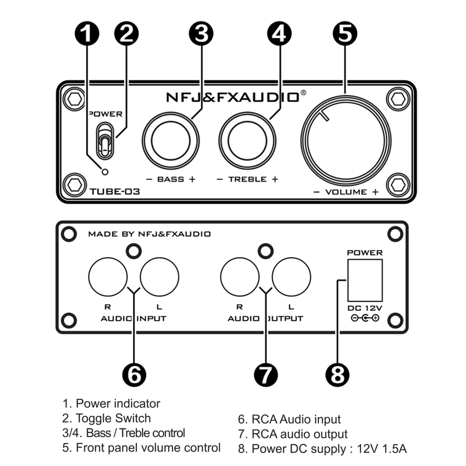 FX AUDIO TUBE 03 Mini HiFi предусилитель звука 6K4 вакуумный трубчатый усилитель буфер