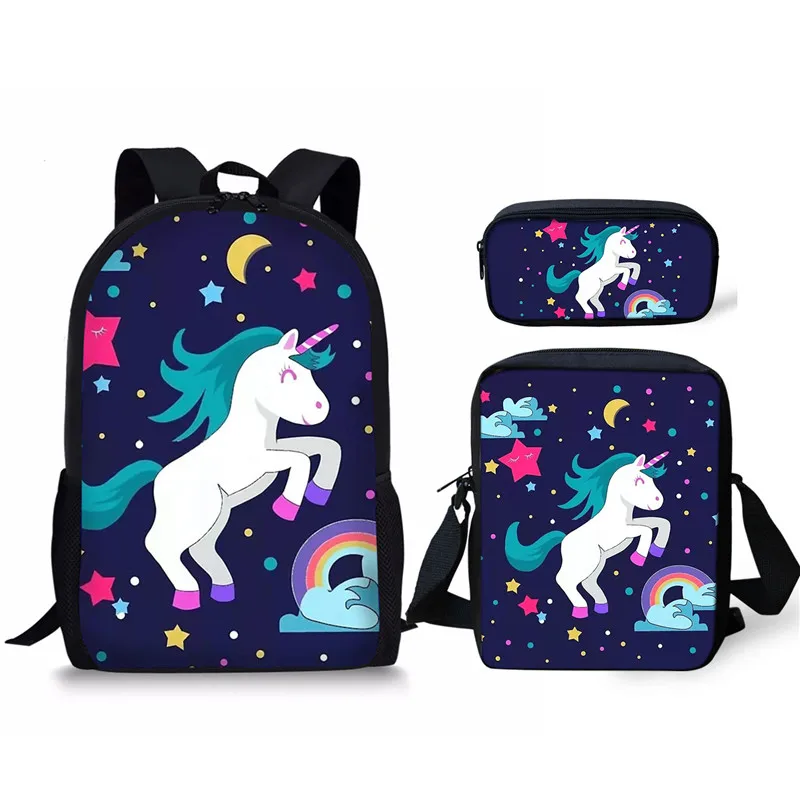 Рюкзак THIKIN Kawaii с единорогом для девочек подростков повседневный школьный ранец