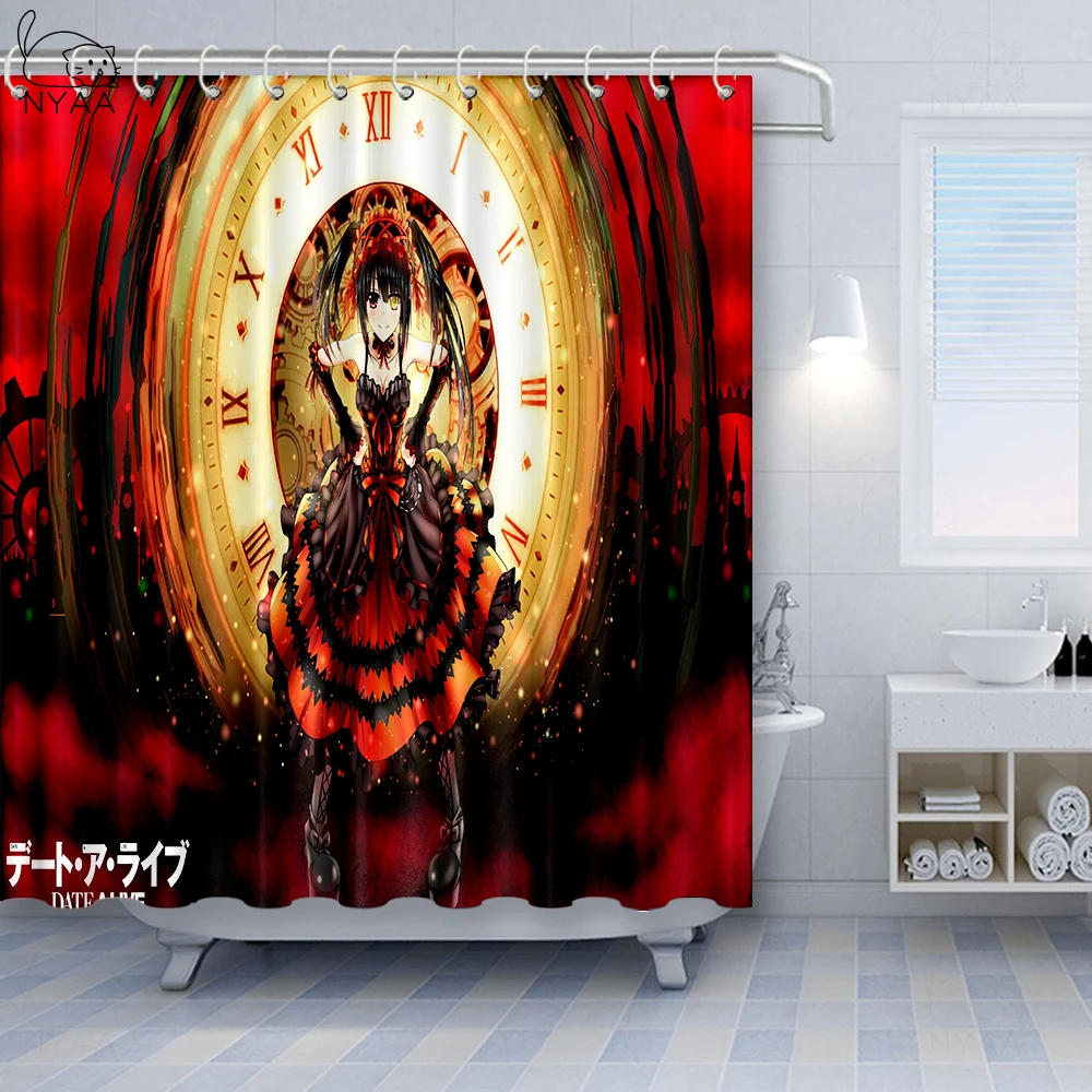 NYAA Date A Live Tokisaki Kurumi занавеска для душа утолщенная 12 крючков ванной