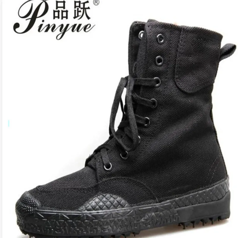 Ботинки парусиновые мужские с высокой талией черные | Обувь