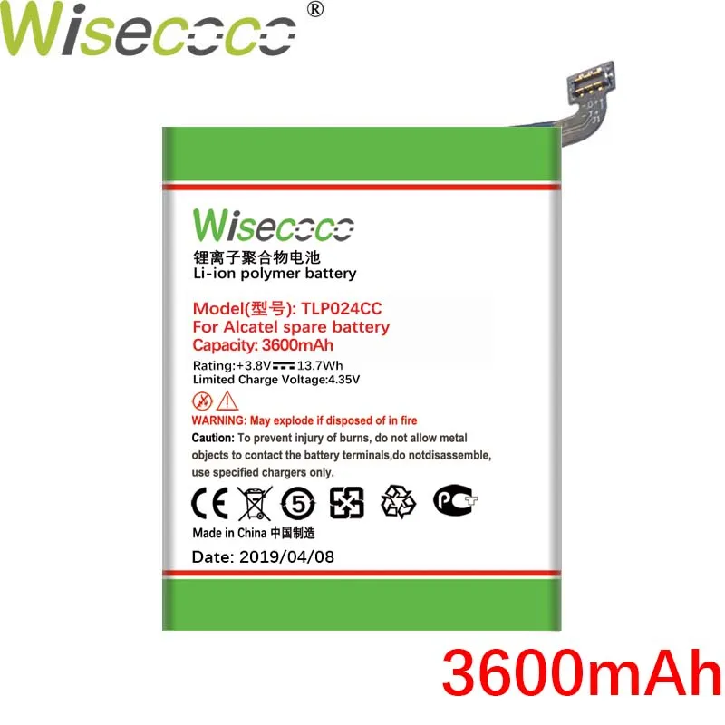 Wisecoco 2460 мА/ч, TLP024C1/TLP024CJ Батарея для Alcatel Работает с любым оператором, A3 OT-5046/Touch Shine Lite OT-5080X OT-5046D OT-5046Y 5046D 5046Y