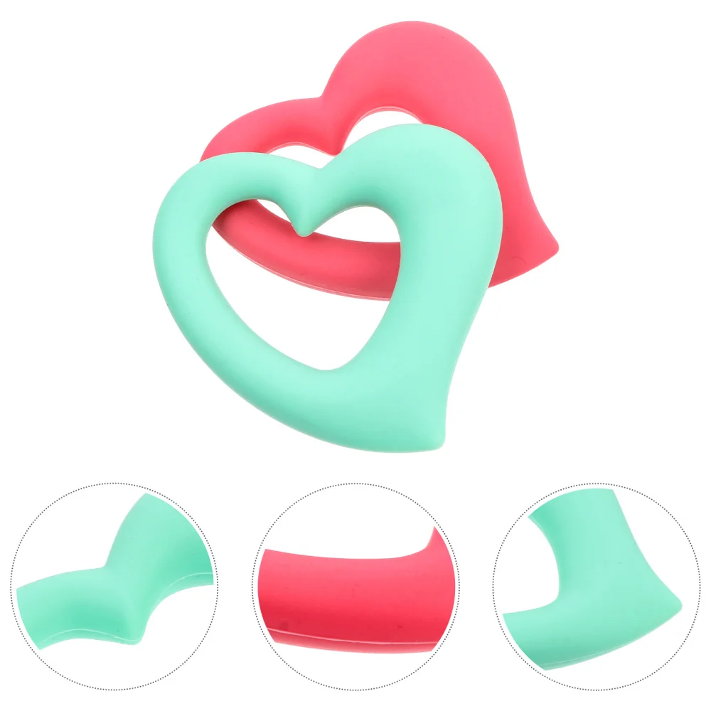 

1 Set 2 Pcs Heart-shaped Teething Toys Silicone Teether Chew Toys Baby Toys (Assorted Color)