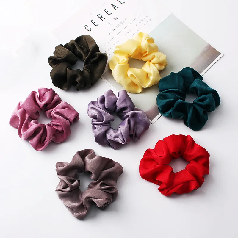 

New Women Elastic Hair Bands Fashion 18 Colors Cute Beauty Girls Headwear Casual Satin Solid Scrunchie Hairbands