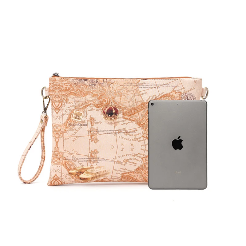 

Pu Leather Retro Print Clutch Bag Female Street Fashion Trend Men's Shoulder Diagonal IPad Bag Personality Pattern Clutch 2020