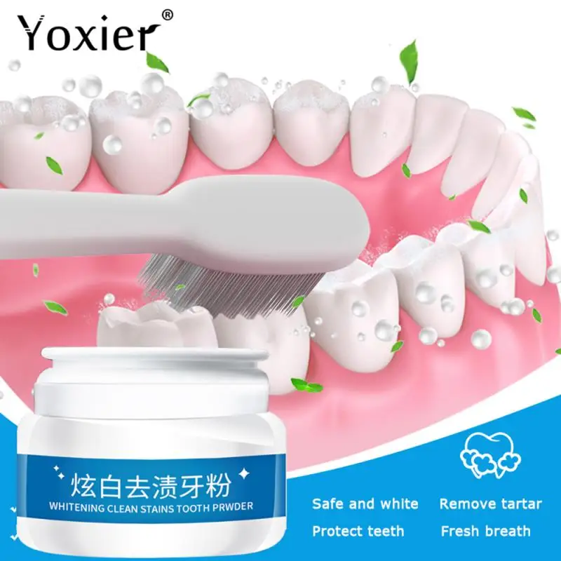 

Teeth Whitening Powder Remove Plaque Stains Toothpaste Tools Brighten Teeth Cleaning Oral Hygiene Toothbrush 30g Breath Remove