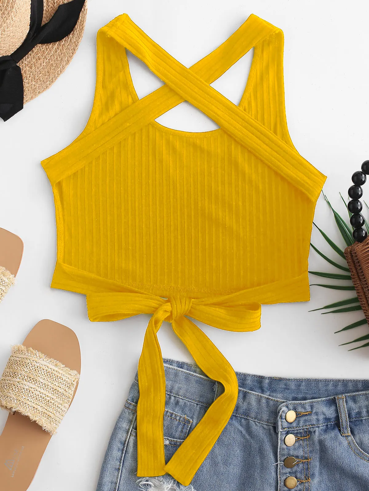 ZAFUL Футболка крест-накрест с открытой спиной и завязкой сзади сексуальный